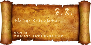Hápp Krisztofer névjegykártya